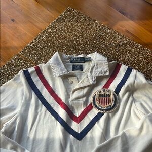 Polo by Ralph Lauren White and Red Cricket-Style Shirt